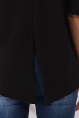 Black Bardot Split Back Top - Aurora-Tops