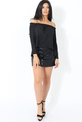 Black Bardot Three Quarter Bell Sleeve Crop- Chantelle-Dresses