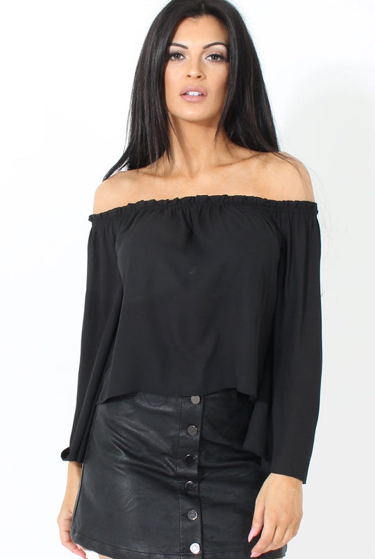 Black Bardot Three Quarter Bell Sleeve Crop- Chantelle