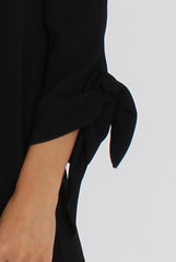 Black Bardot Tie Cuffs Dress - Whitney-Dresses