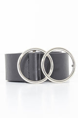 Black Basic Double Circle Buckle Belt - Tansy-Belts