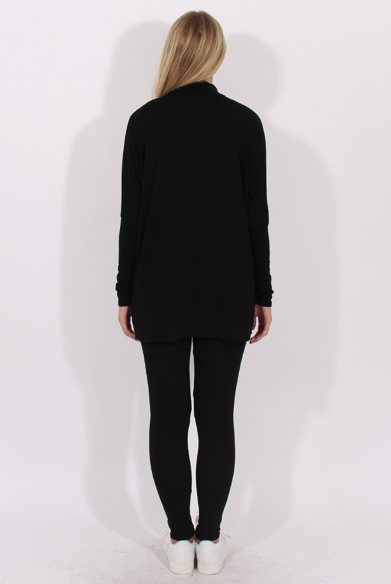 Black Batwing High Neck Cut Out Tracksuit - Hetty-Tracksuits