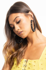 Black Beaded Hoop Earring - Amyja-Jewellery