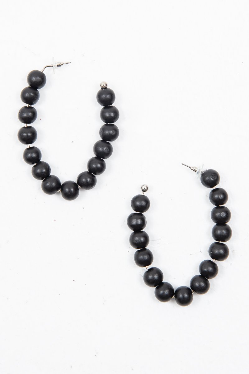 Black Beaded Hoop Earring - Amyja-Jewellery