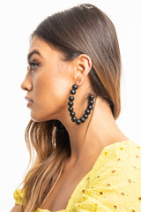 Black Beaded Hoop Earring - Amyja-Jewellery