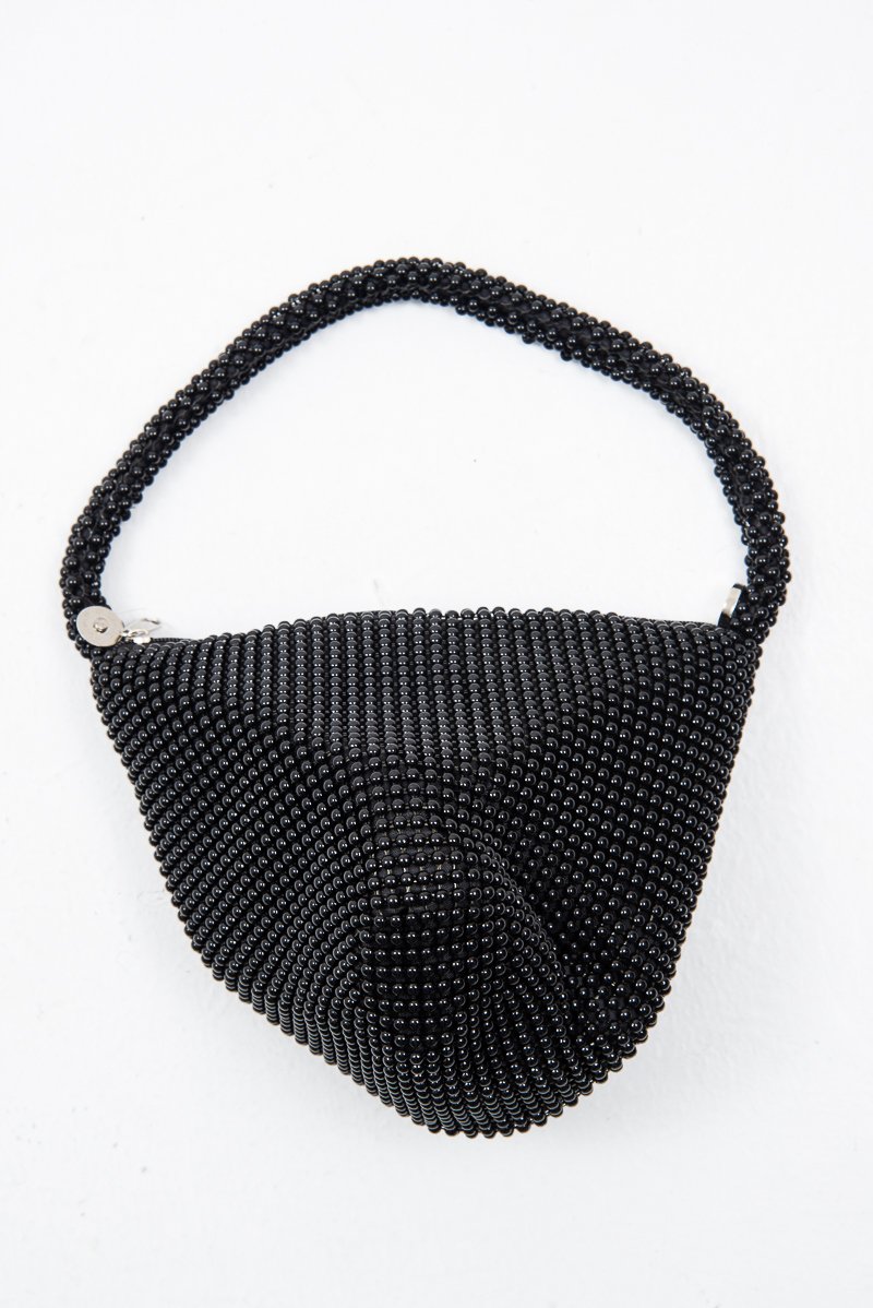 Black Beaded Mini Clutch Bag - Natally-Bags