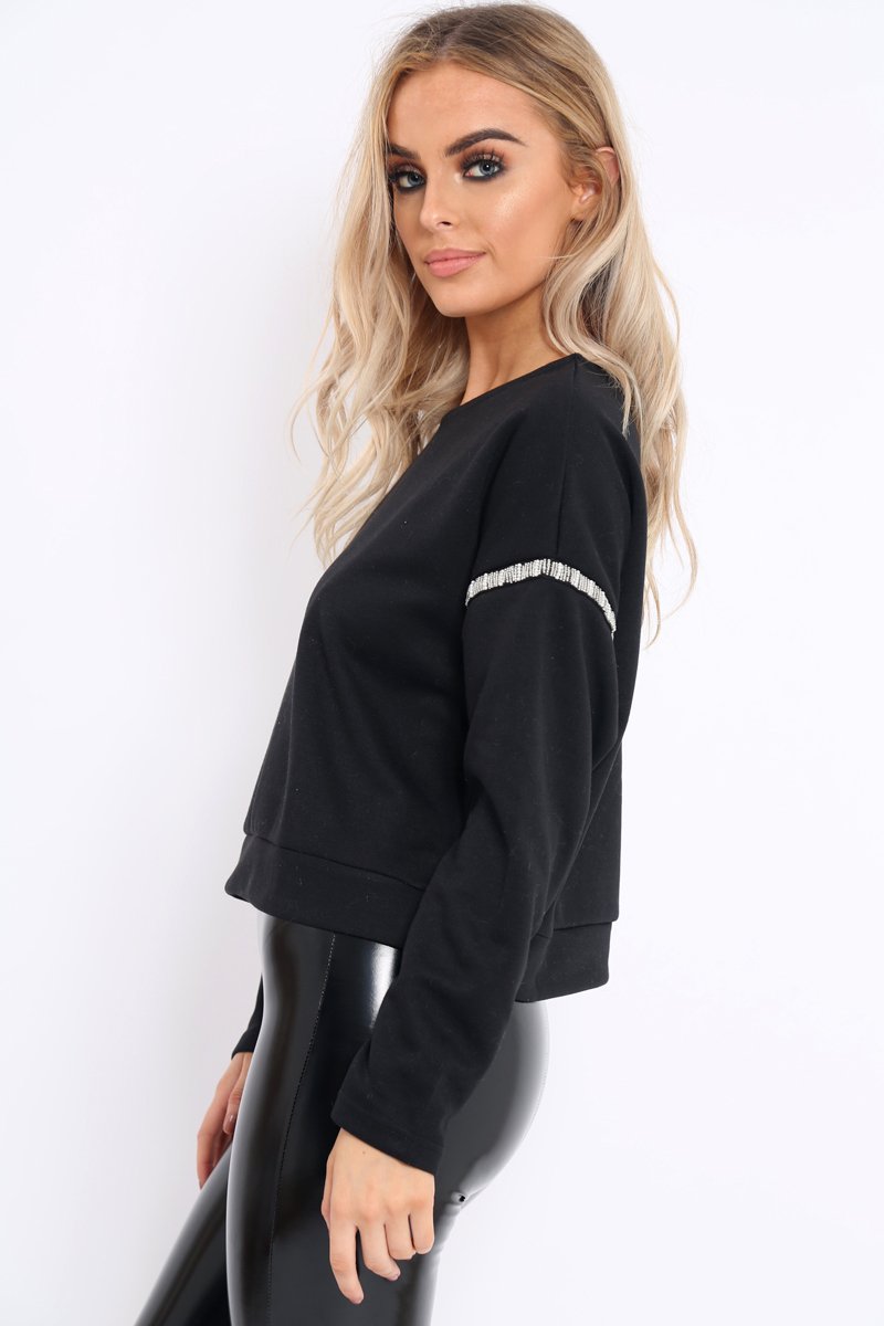 Black Beaded Sweatshirt - Jordin-Jumper