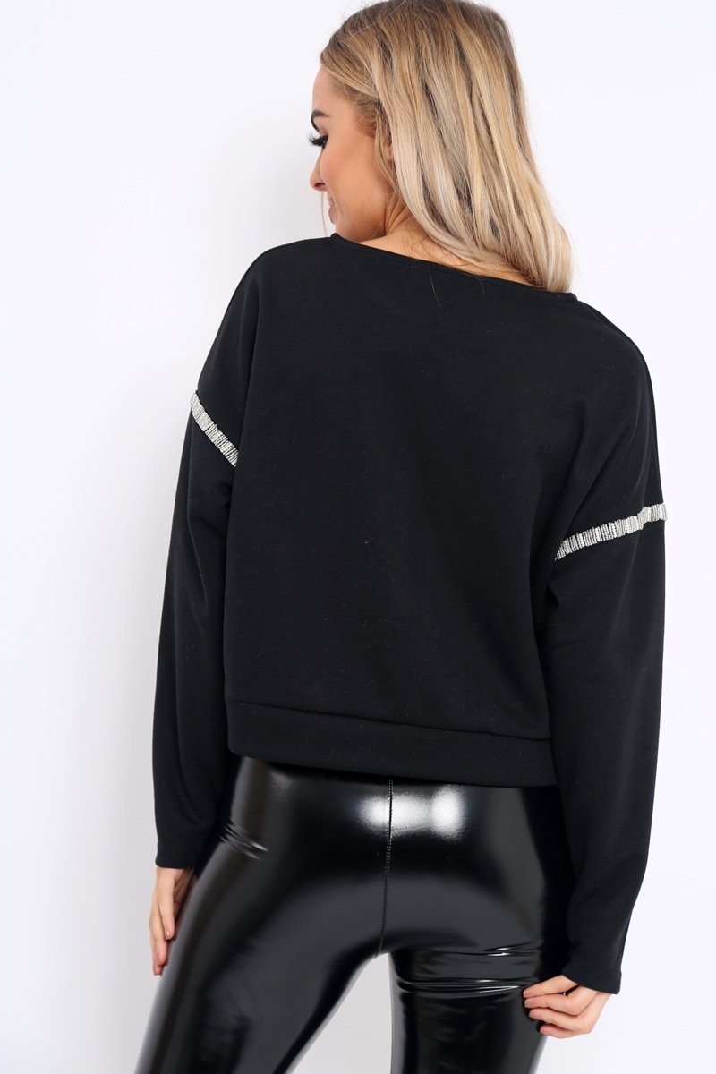 Black Beaded Sweatshirt - Jordin-Jumper