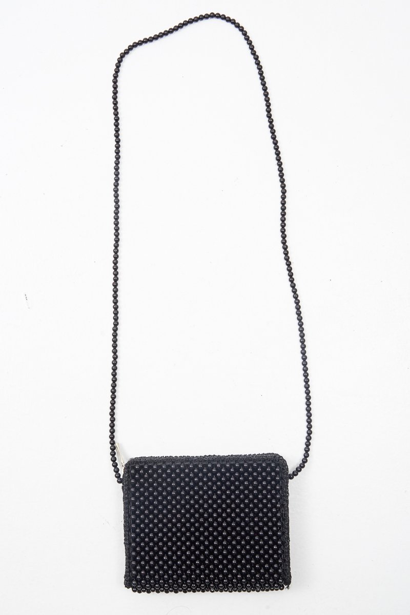 Black Beaded Woven Detail Cross Body Bag - Carolina-Bags