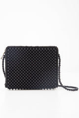 Black Beaded Woven Detail Cross Body Bag - Carolina-Bags