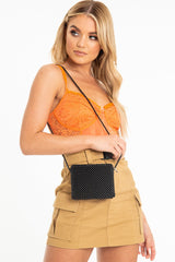 Black Beaded Woven Detail Cross Body Bag - Carolina-Bags