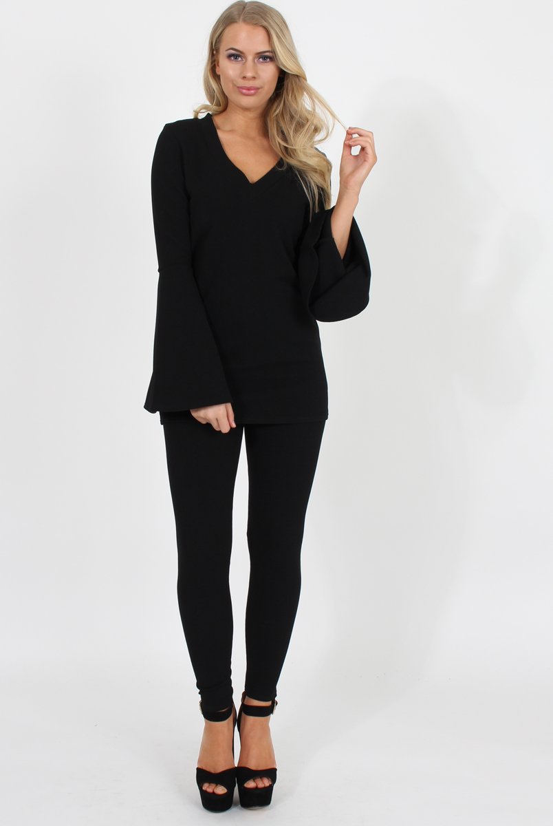 Black Bell Sleeve Two Piece - Terry-Co-ords