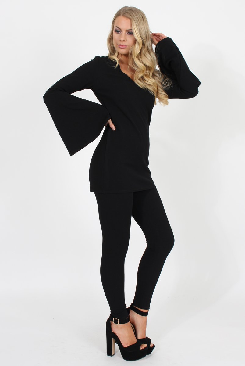 Black Bell Sleeve Two Piece - Terry-Co-ords