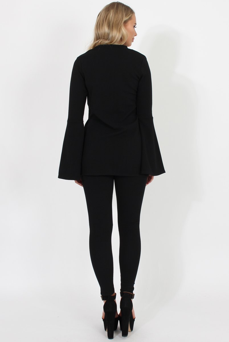 Black Bell Sleeve Two Piece - Terry-Co-ords