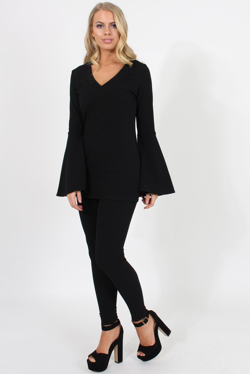 Black Bell Sleeve Two Piece - Terry-Co-ords