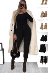 Black Belted Pocket Detail Cargo Trousers - Adalina-Trousers