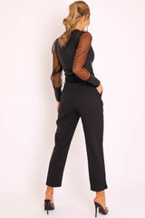 Black Belted Tapered Peg Trousers - Jessika-Trousers
