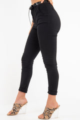 Black Belted Tapered Trousers - Kierra-Trousers
