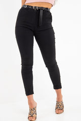 Black Belted Tapered Trousers - Kierra-Trousers