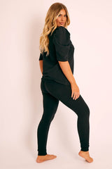 Black Beverly Hills T-shirt and Leggings Loungewear Co-ord - Lassie-Co-ords