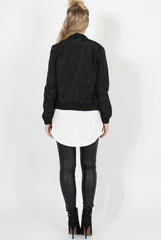 Black Black Zip Bomber Jacket - Minah-Jackets