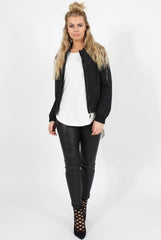 Black Black Zip Bomber Jacket - Minah-Jackets