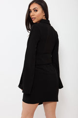 Black Blazer Dress with Ring Belt Detail - Emilie-Dresses