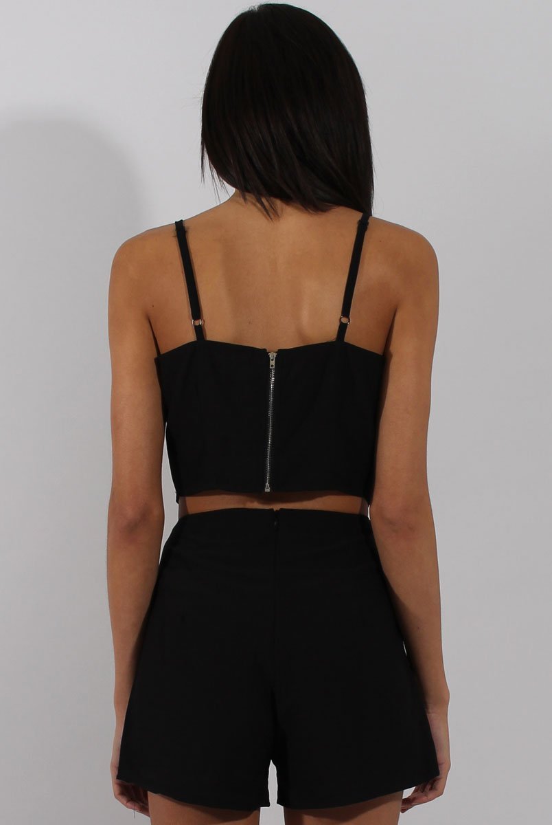 Black & Blue Floral Embroidered Co-ord - Alessia-Co-ords