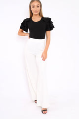 Black Bodysuit Frill Arms - Janeva-Bodysuits