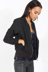Black Bomber Jacket - Maisie-Jackets