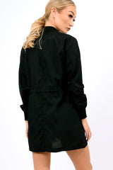 Black Bomber Style Long Jacket - Brea-Jackets