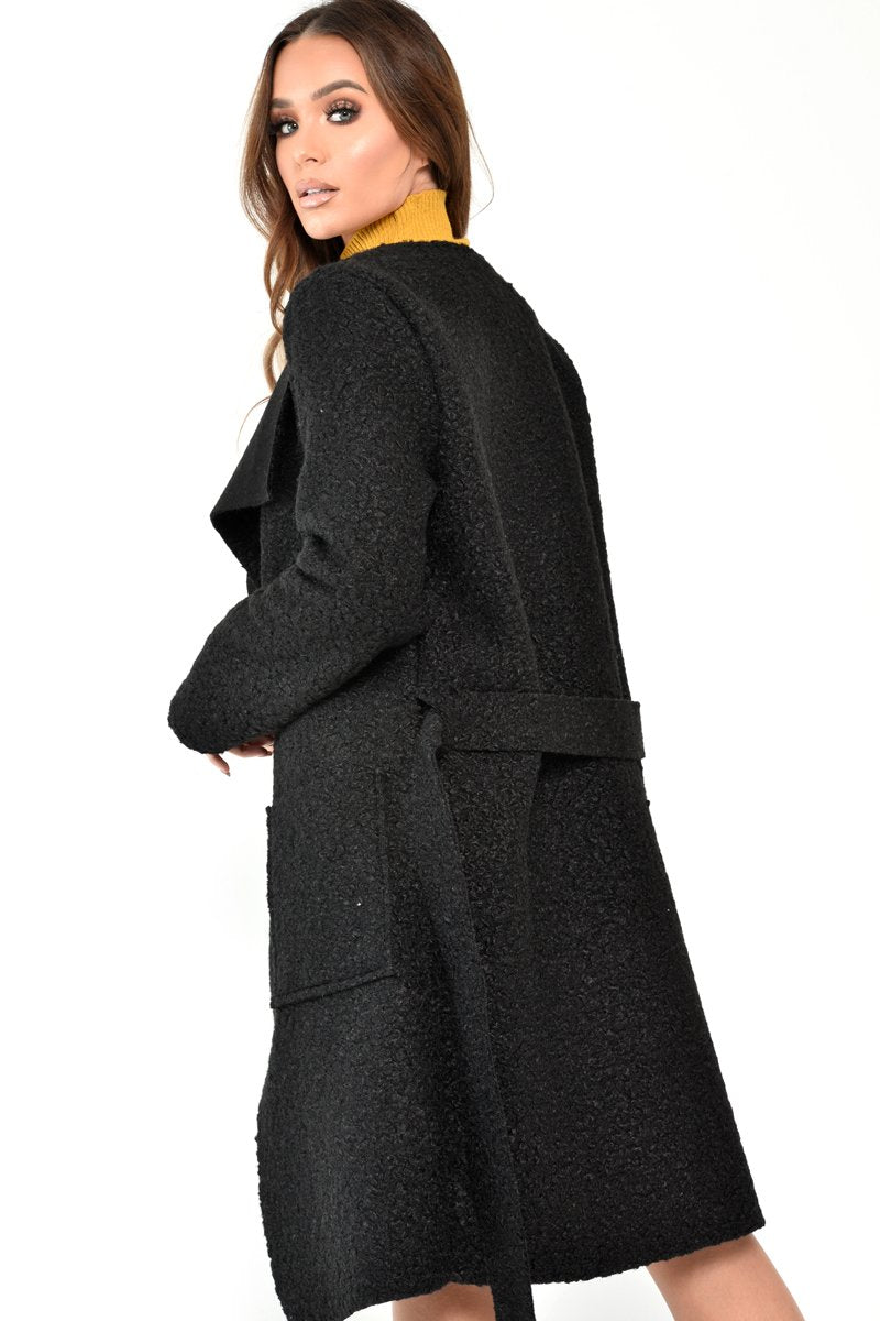 Black Borg Belted Waterfall Jacket - Jadayah-Jackets