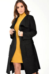 Black Borg Belted Waterfall Jacket - Jadayah-Jackets