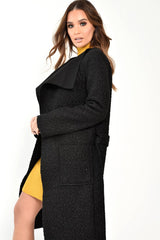 Black Borg Belted Waterfall Jacket - Jadayah-Jackets