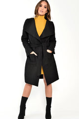 Black Borg Belted Waterfall Jacket - Jadayah-Jackets