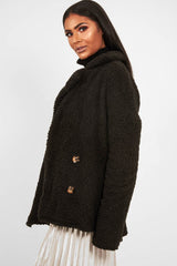 Black Borg Button Front Coat - Dasia-Coats