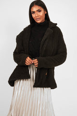 Black Borg Button Front Coat - Dasia-Coats