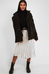 Black Borg Button Front Coat - Dasia-Coats