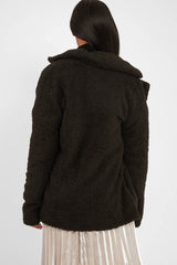 Black Borg Button Front Coat - Dasia-Coats