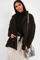 Black Borg Button Front Coat - Dasia-Coats