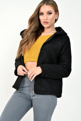 Black Borg Hooded Zipper Front Coat - Bryley-Coats