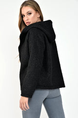 Black Borg Hooded Zipper Front Coat - Bryley-Coats