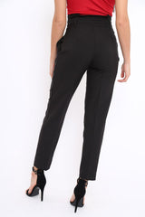 Black Bow Belted Tapered Trousers - Miley-Trousers