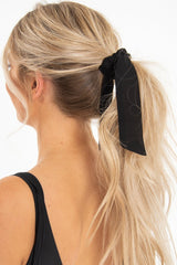 Black Bow Detail Scrunchy - Cattie-Hair