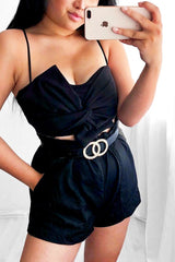 Black Bow Extreme Crop Top - Rossi-Tops