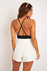 Black Bow Front Jersey Bodysuit - Caterina-Bodysuits