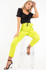 Black Bow Front Ruched Detail Top - Charlie-Tops