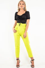 Black Bow Front Ruched Detail Top - Charlie-Tops