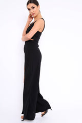 Black Bralet and Split Front Wide Trousers Co-ord - Alesana-Co-ords