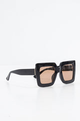 Black Brown Tinted Lens Oversized Square Sunglasses - Cyanna-Sunglasses